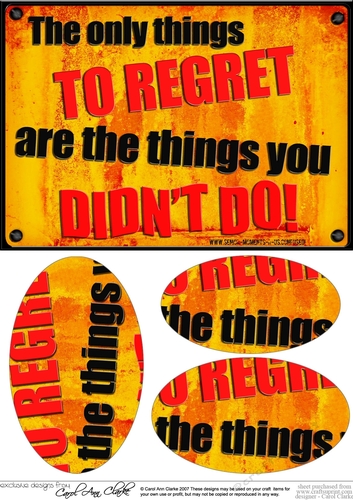 A5 The only things to regret Fun Novelty Senior Moment Saying Oval Pyramage Topper