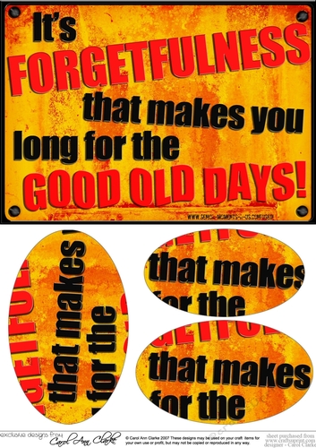 A5 The good old days Fun Novelty Senior Moment Saying Oval Pyramage Topper