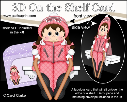 3D On the Shelf Card Kit - Winter Sports Little Skier Shilene