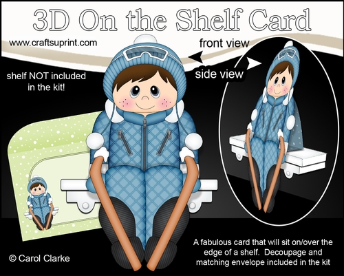 3D On the Shelf Card Kit - Winter Sports Little Skier Michal