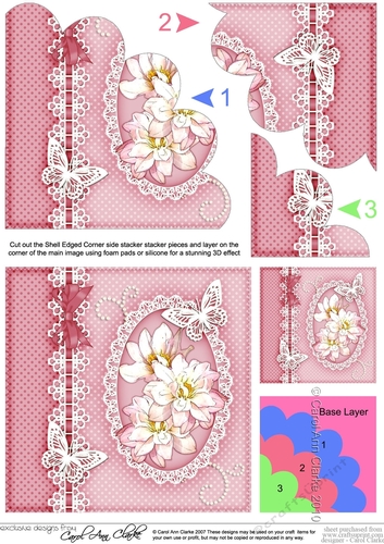 A Touch of Elegance Flowers, Lace & Butterflies Shell Edged Corner Side Stacker
