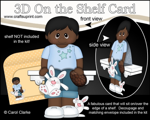 3D On the Shelf Card Kit - Ethnic Easter Boy Danez has a Cute Bunny & a Chocolate Easter Egg