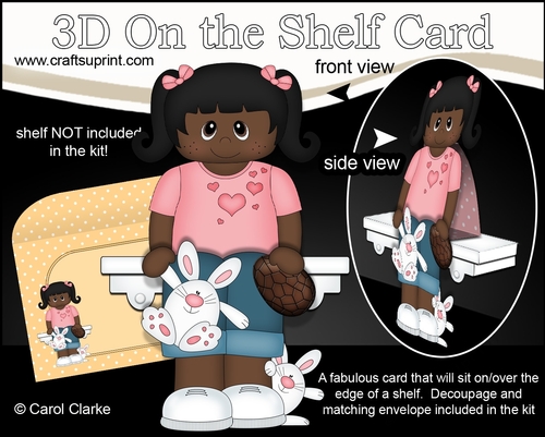 3D On the Shelf Card Kit - Ethnic Easter Girl Latresia has a Cute Bunny & a Chocolate Easter Egg