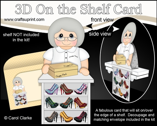 3D On the Shelf Card Kit -  Happy Heels Shoe shop Assistant Betsie