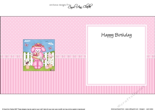 BonBon Poodle Dog has a basket of Pretty Flowers square landscape insert