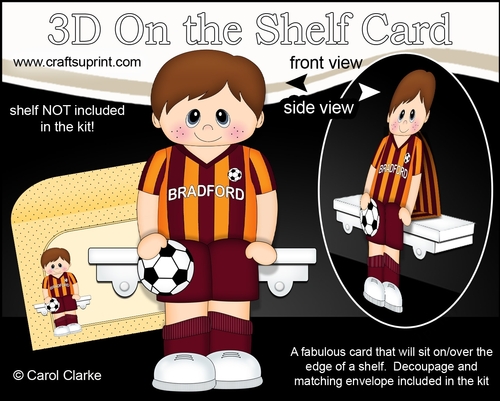 3D On the Shelf Card Kit - Little Footballer Branden plays for Bradford