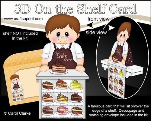 3D On the Shelf Card Kit - The Cake Shop Darell serves a delicious slice of Gateaux