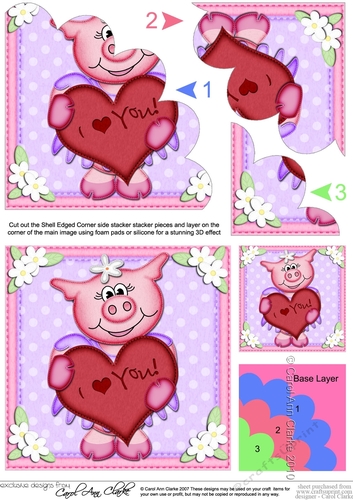 Zoe Piggy has a Heart Shell Edged Corner side stacker