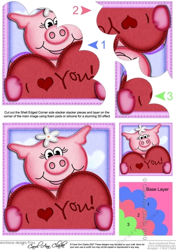 Zoe Piggy has a Heart Shell Edged Corner side stacker