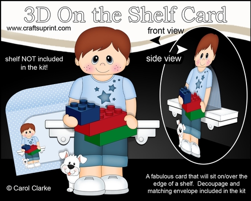3D On the Shelf Card Kit - Cute Little Boy Galen has Building Blocks
