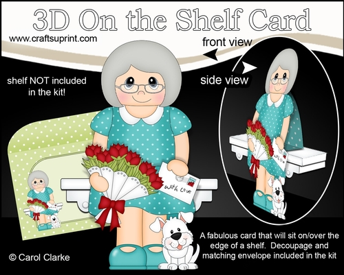 3D On the Shelf Card Kit - Marleen has a Bunch of Roses, letter & Dog Joi
