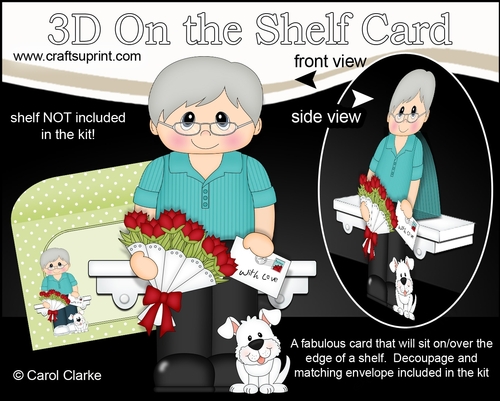 3D On the Shelf Card Kit - Wilson has a Bunch of Roses, letter & Dog Joi