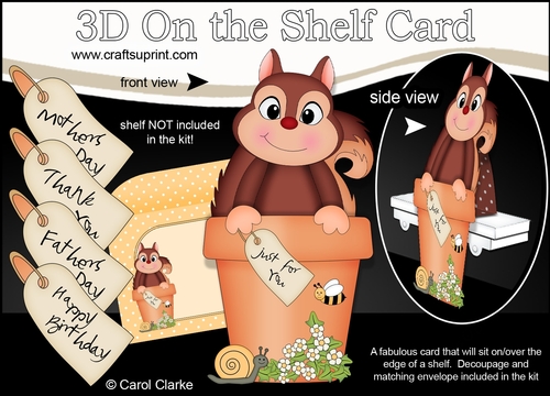 3D On the Shelf Card Kit - Flower Pot Friends Little Squirrel Scamp