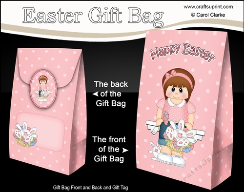 3D Easter Gift Bag Mini Kit - Easter Teen Kirstie has a Cute Bunny in a Basket