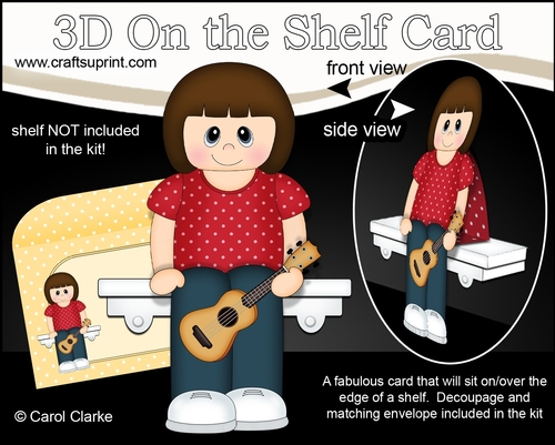 3D On the Shelf Card Kit - Little Ukulele player Rosalin