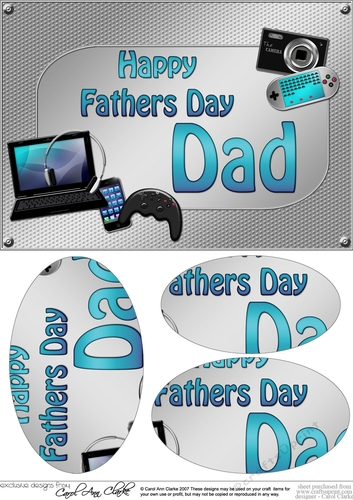 A5 HAPPY FATHERS DAY DAD Gadgets n Gizmos Oval Pyramage Topper