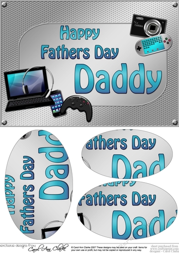 A5 HAPPY FATHERS DAY DADDY Gadgets n Gizmos Oval Pyramage Topper