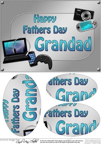 A5 HAPPY FATHERS DAY GRANDAD Gadgets n Gizmos Oval Pyramage Topper