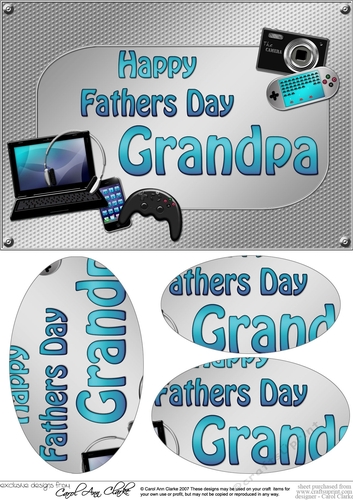 A5 HAPPY FATHERS DAY GRANDPA Gadgets n Gizmos Oval Pyramage Topper