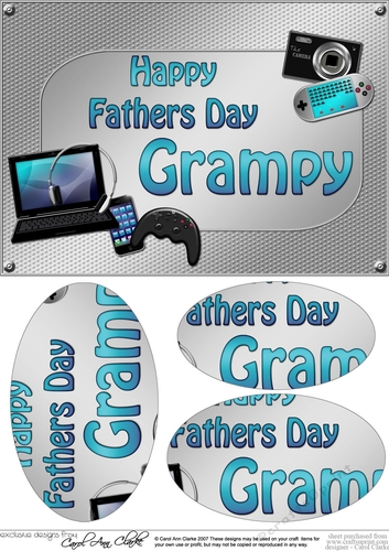 A5 HAPPY FATHERS DAY GRAMPY Gadgets n Gizmos Oval Pyramage Topper