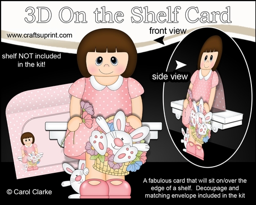 3D On the Shelf Card Kit - Easter Lady Mandy has a Cute Bunny in a Basket