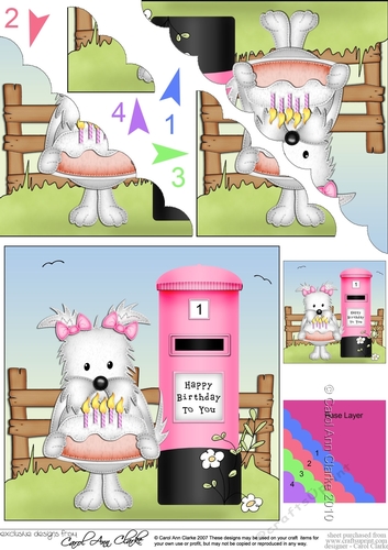 Jess Westie Dog has a Birthday Cake Scalloped Corner Stacker