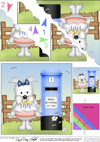 Jess Westie Dog has a Birthday Cake Scalloped Corner Stacker