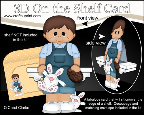 3D On the Shelf Card Kit - Ethnic Easter Toddler Divit has a Cute Bunny & a Chocolate Easter Egg