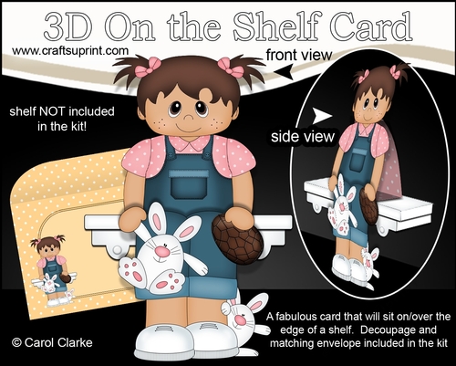 3D On the Shelf Card Kit - Ethnic Easter Toddler Anaya has a Cute Bunny & a Chocolate Easter Egg