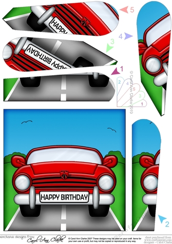 Fun Red Sports Car Bithday Fan Pyramage Topper