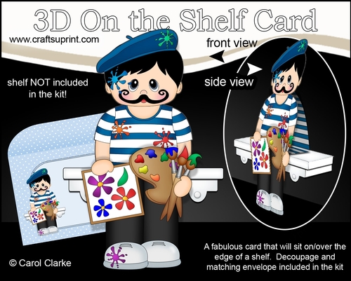 3D On the Shelf Card Kit - Little Artist Lorenzo is painting En Plein Air