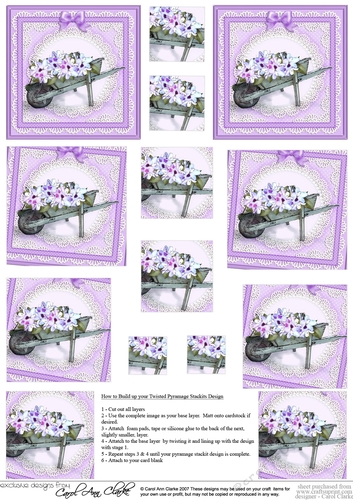Flower Filled Wheelbarrow Twisted Pyramage sheet