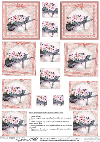 Flower Filled Wheelbarrow Twisted Pyramage sheet