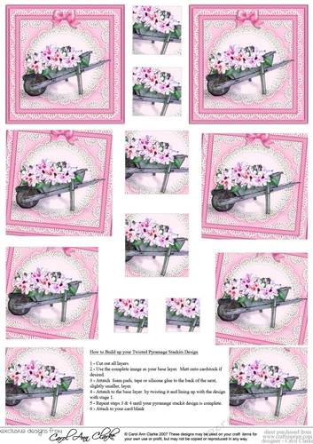 Flower Filled Wheelbarrow Twisted Pyramage sheet