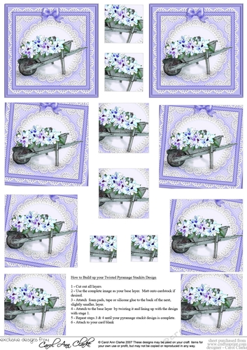 Flower Filled Wheelbarrow Twisted Pyramage sheet