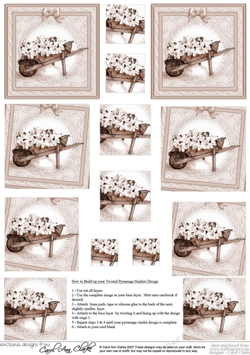 Flower Filled Wheelbarrow Twisted Pyramage sheet