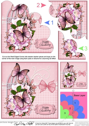 Birthday Butterflies Flowers & Pearls Birdcage Shell Edged Corner Side Stacker