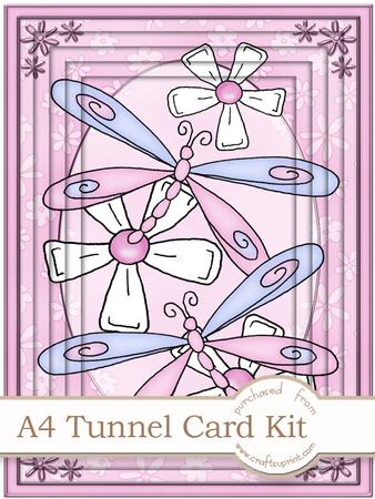A4 Dreamy Dragonflies in Pink Tunnel Card Kit