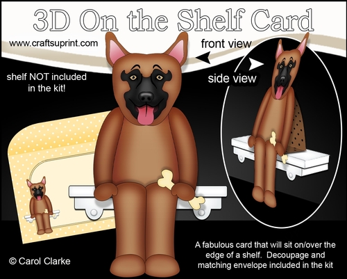 3D On the Shelf Card Kit - Little German Shepherd Dog Nash