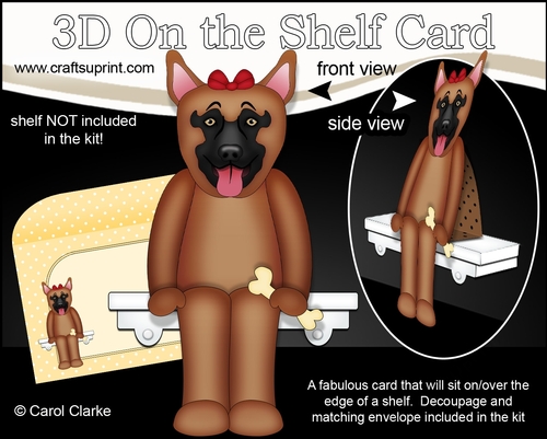 3D On the Shelf Card Kit - Little German Shepherd Dog Dazy