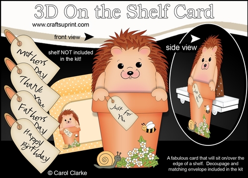 3D On the Shelf Card Kit - Flower Pot Friends Little Hedgehog Spike