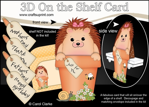 3D On the Shelf Card Kit - Flower Pot Friends Little Hedgehog Tink