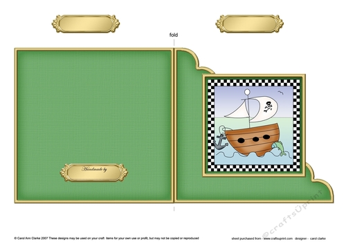 Pirate Ship Cut and Fold Corner Card 