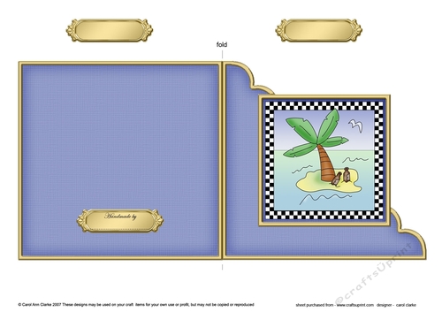 Pirate Treasure Island Desert Island Cut and Fold Corner Card  