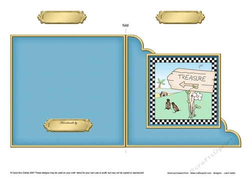Pirate Treasure Island Desert Island Cut and Fold Corner Card  