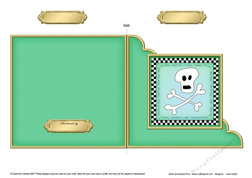 Pirate Jolly Roger Cut and Fold Corner Card  