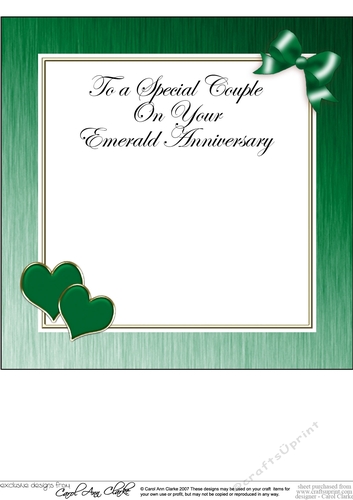 For a Special Couple on your Emerald Wedding Anniversary matching 8x8 insert panel