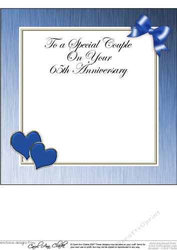 For a Special Couple on your 65th Wedding Anniversary matching 8x8 insert panel