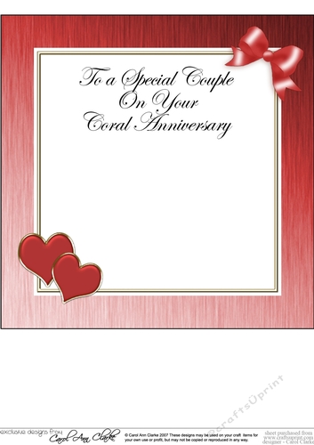 For a Special Couple on your Coral Wedding Anniversary matching 8x8 insert panel