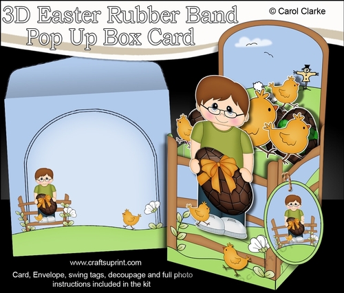 3D Rubber Band Pop Up Box Card Kit - Easter Teen Dominick has a Lovely big chocolate Easter Egg